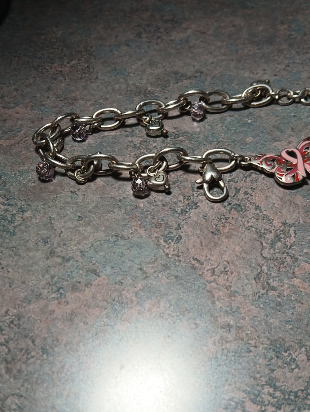 Silver-tone Pink Crystal Charm Bracelet - Year 2017